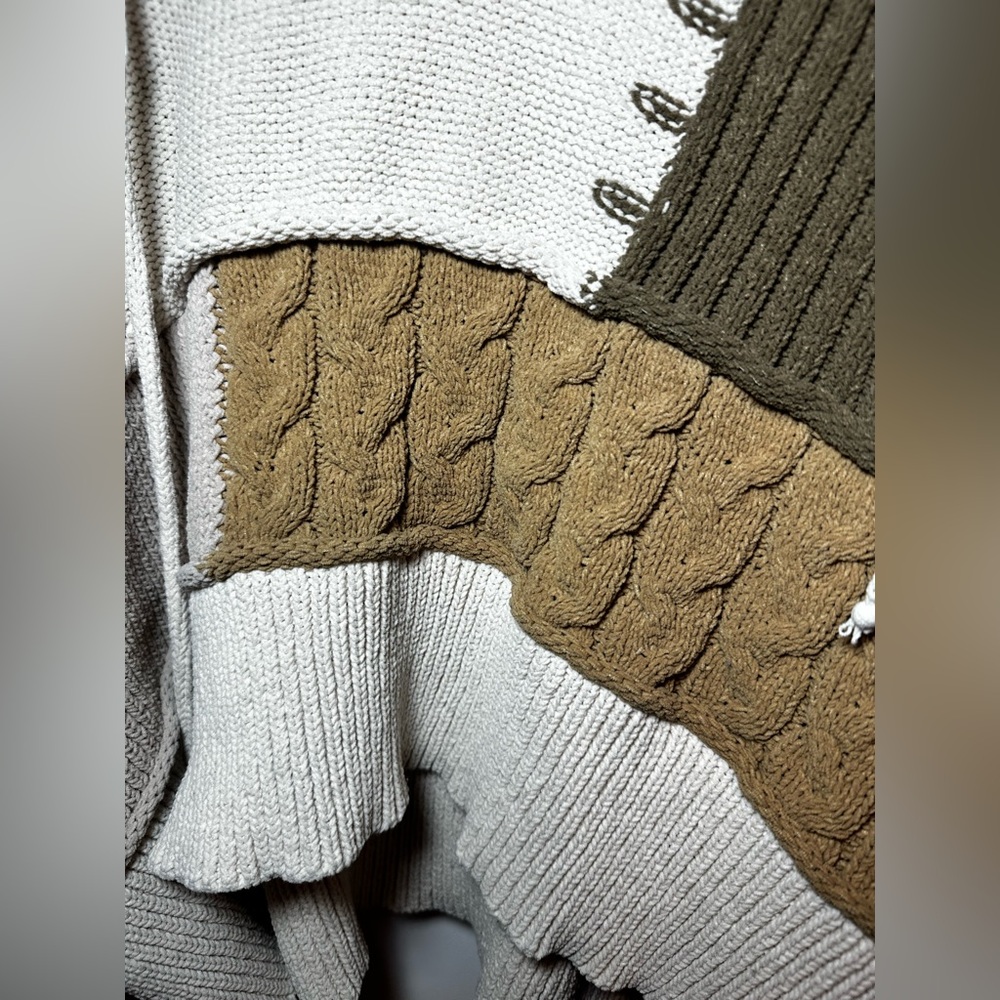 POL Multi Textured Color Block Patchwork V-Neck K… - image 15